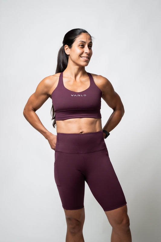 SOHO Women's Cross Line Technical Sports Bra (Plum)