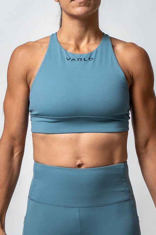 SOHO Women's High Neck Technical Sports Bra (Shell Blue)